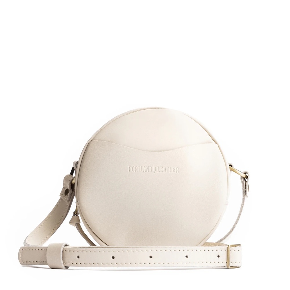 NWOT Portland Leather Bone Large Round Crossbody Bag